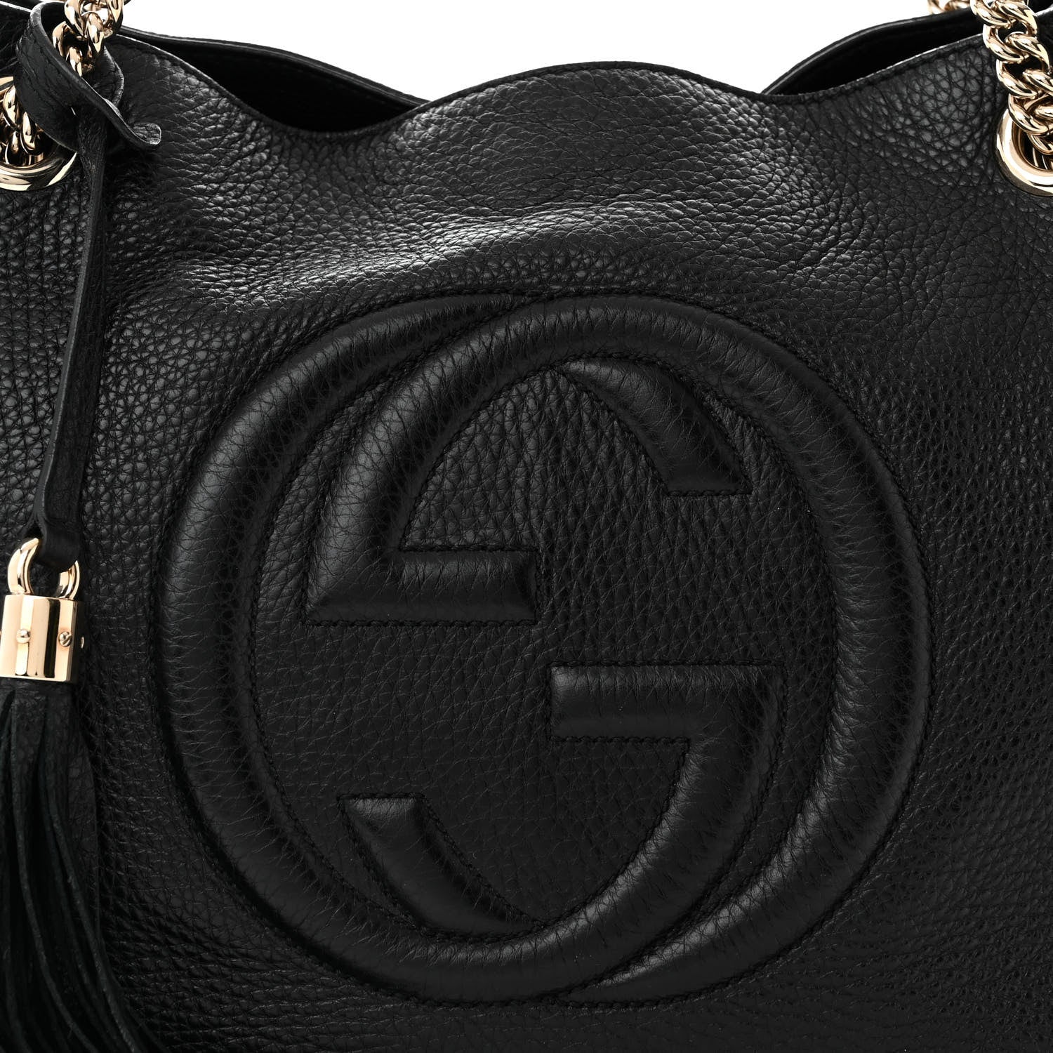 Gucci Pebbled Calfskin Medium Soho Chain Shoulder Bag Black 8 of 12