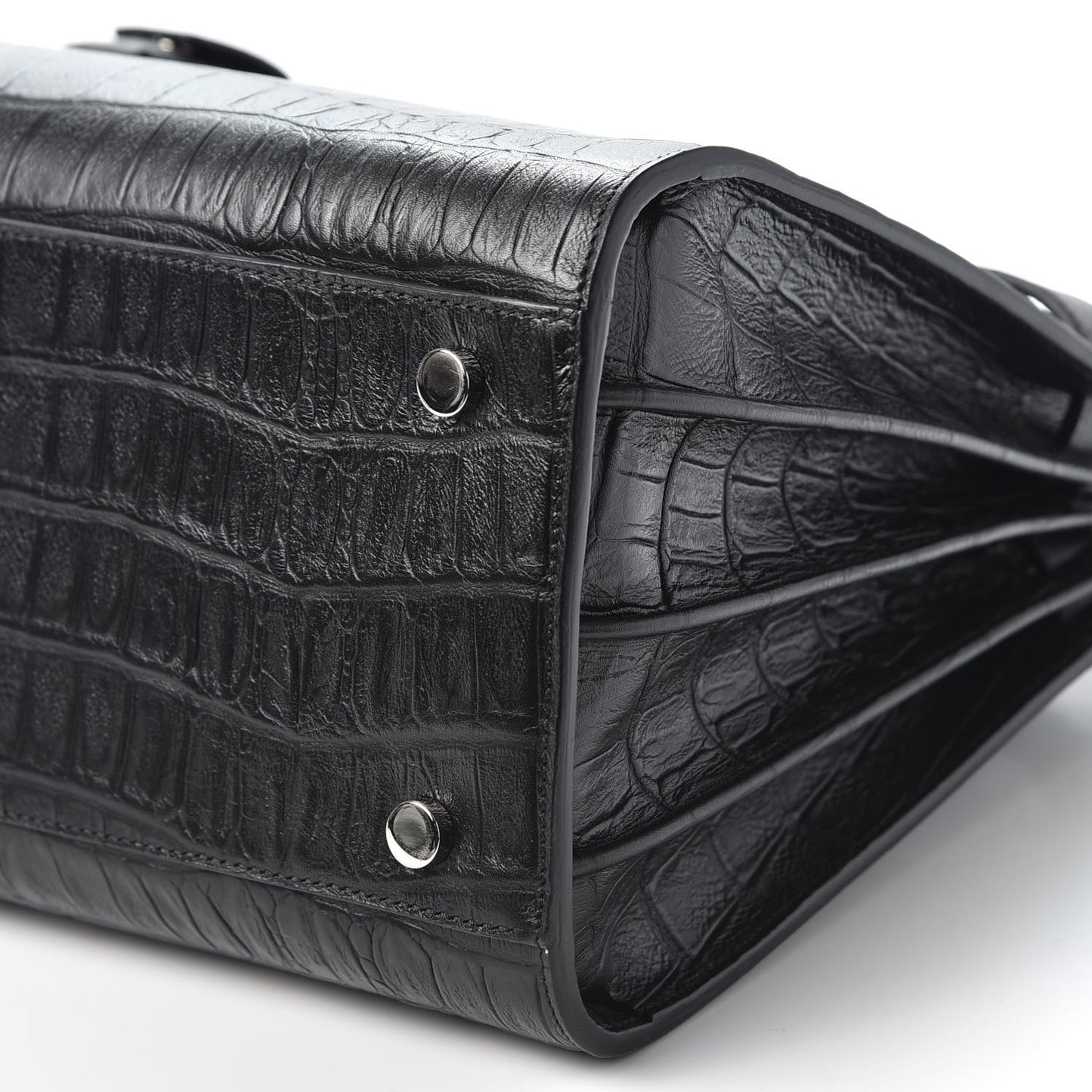 Calfskin Crocodile Embossed Small Sac de Jour Black