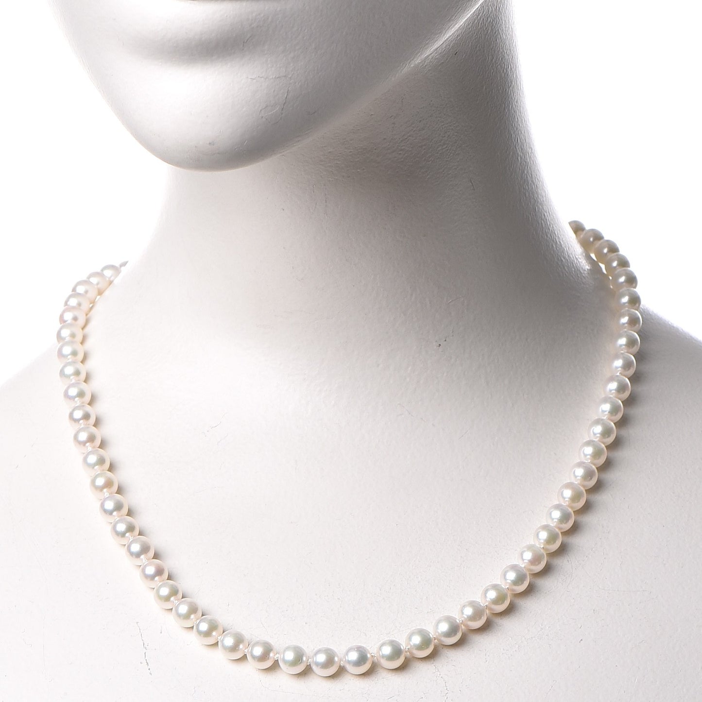 18K White Gold Akoya Cultured Pearl 6.5mm Strand Necklace 18