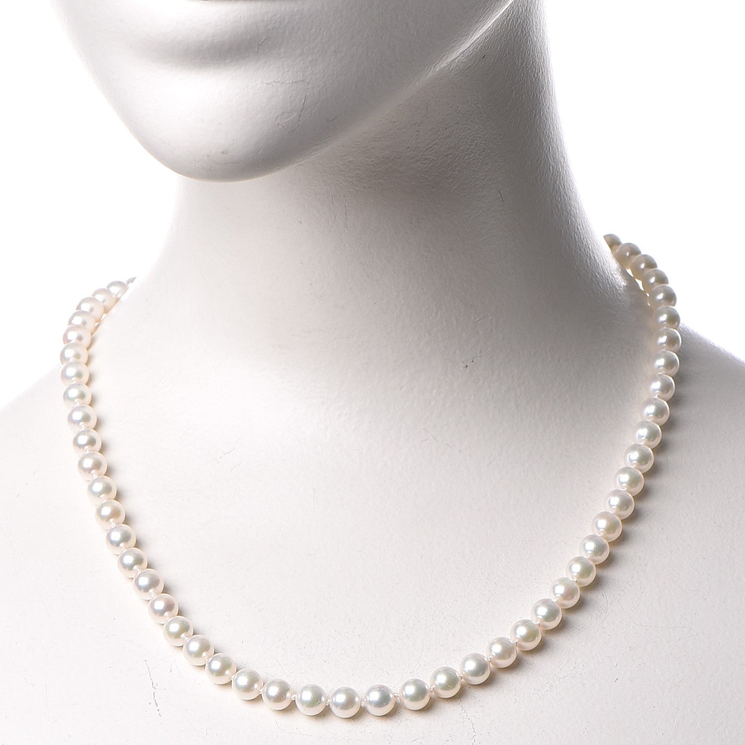 Mikimoto 18K White Gold Akoya Cultured Pearl 6.5mm Strand Necklace 18 2 of 6