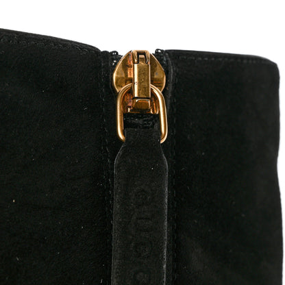 Gucci Kid Scamosciato GG Marmont Fringe Knee High Boots 40 Black 11 of 15