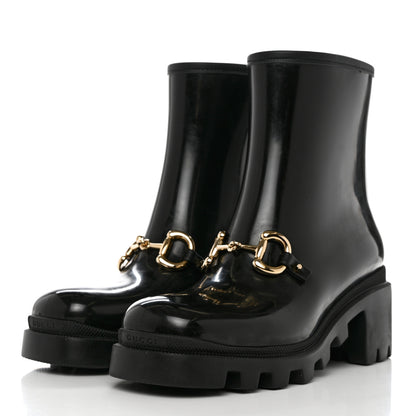 Gucci Rubber Womens Horsebit Ankle Boots 39 Black 3 of 9
