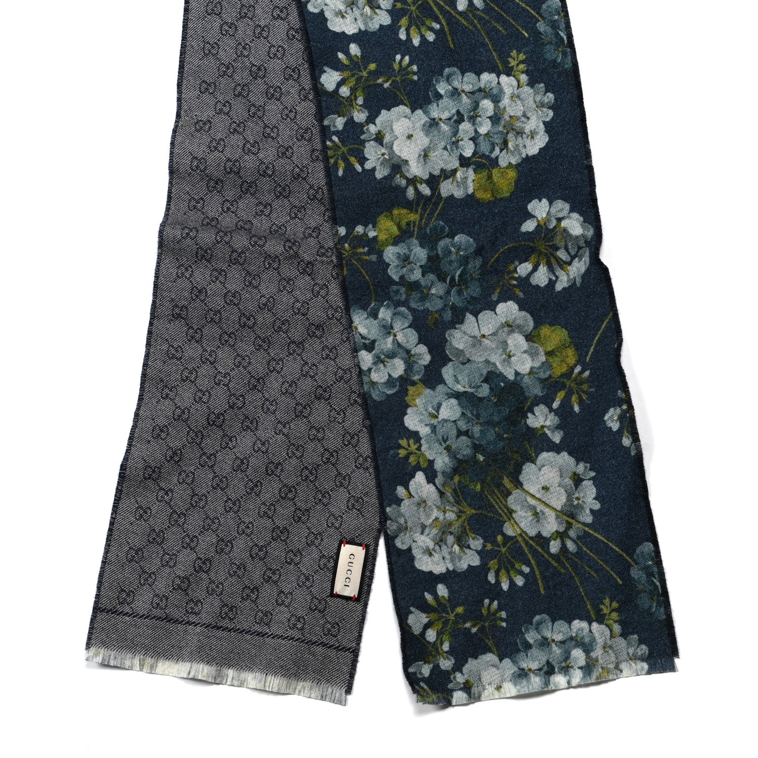 Gucci Wool Jacquard GG Monogram Miniorophin Scarf Midnight Blue Sky Blue 2 of 4