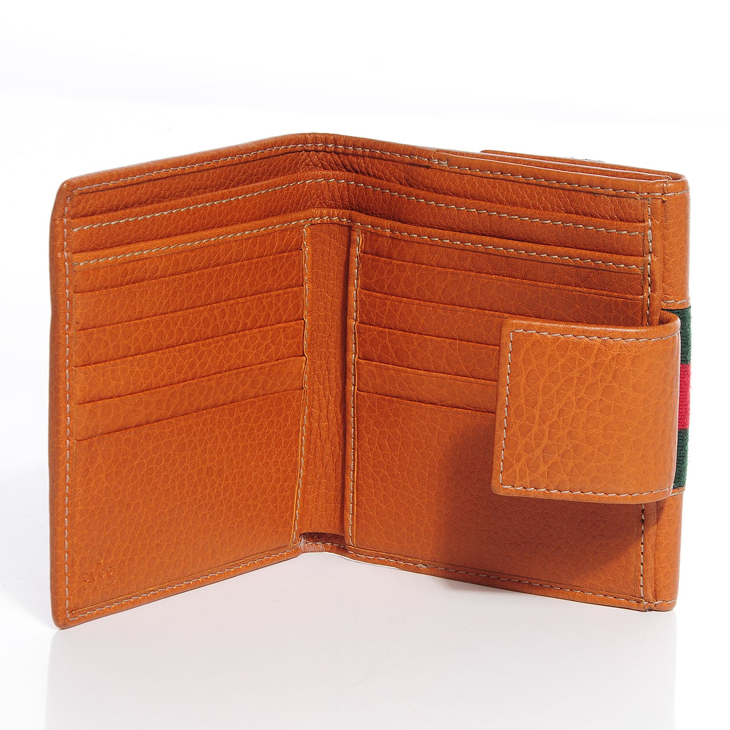 Leather Web Horsebit French Flap Wallet Light Tobacco