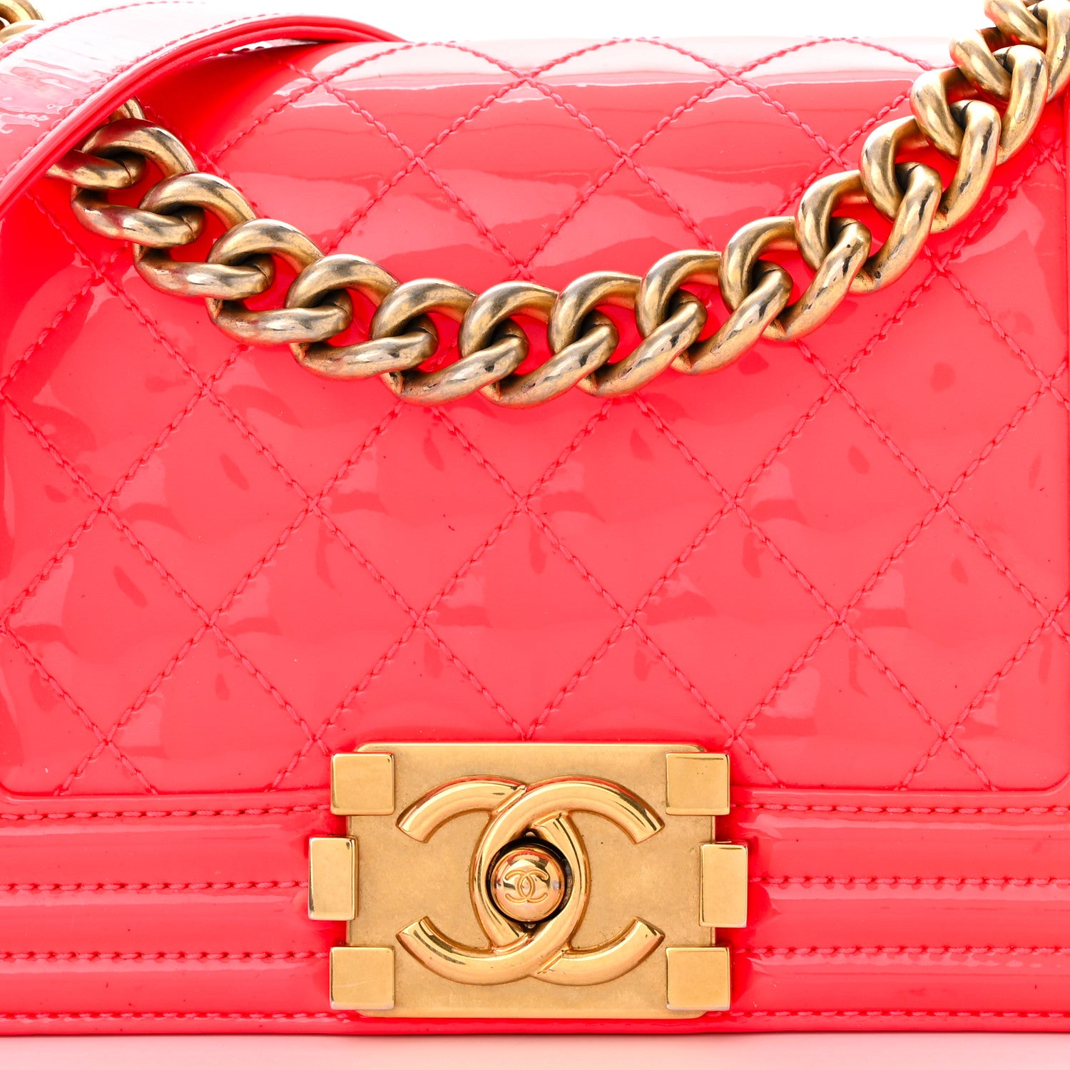 Chanel Patent Calfskin Quilted Small Boy Flap Pink 8 of 14