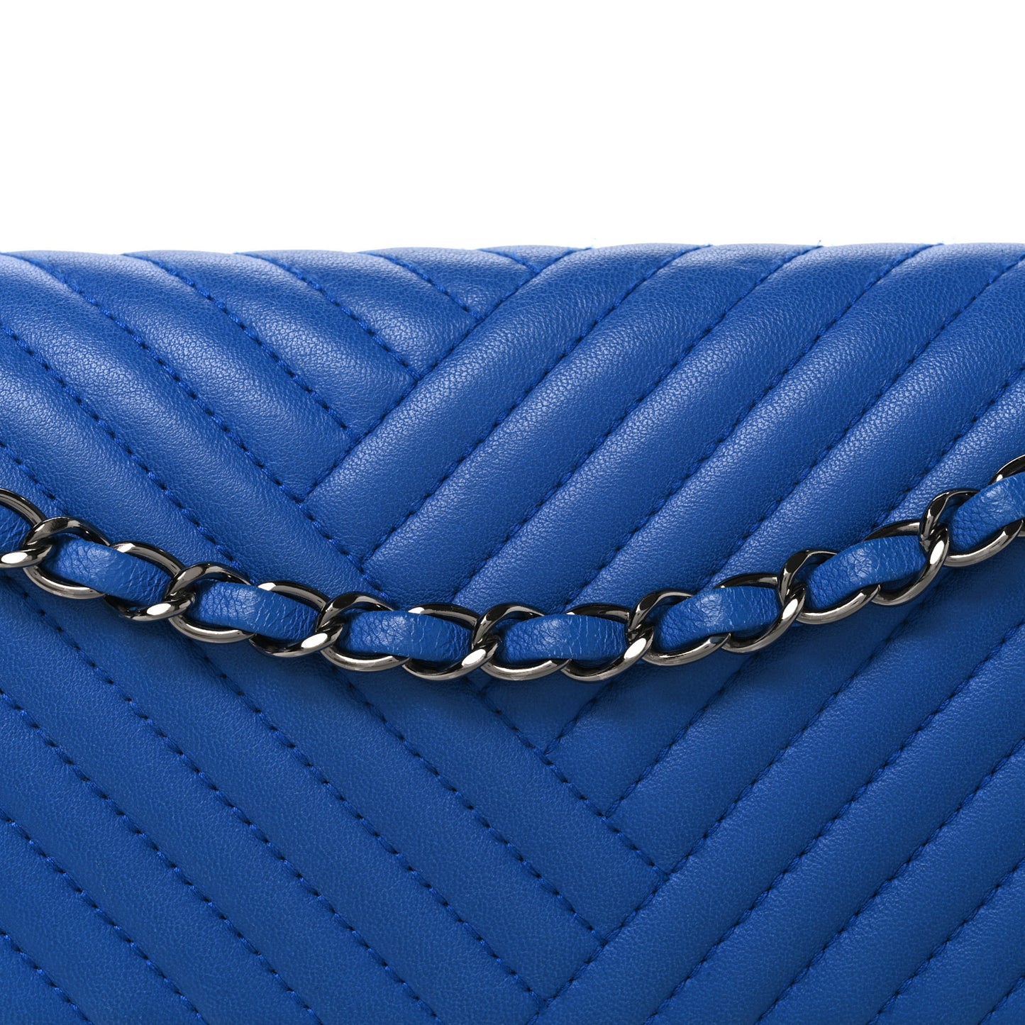 Lambskin Quilted Medium CC Crossing Flap Blue