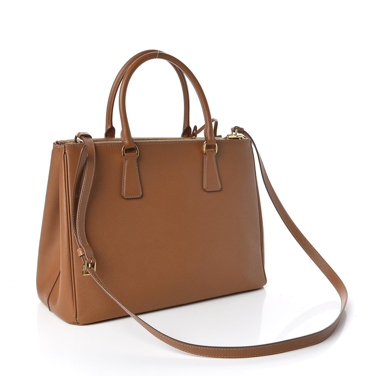 Saffiano Medium Galleria Double Zip Tote Caramel