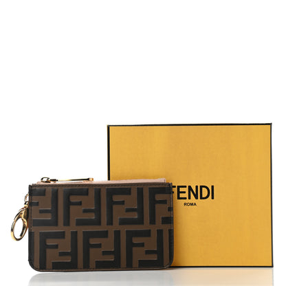 Fendi Vitello Cruise F is Fendi Bi-Color FF 1974 Embossed Key Case Pouch Maya Black Light Rose 8 of 8