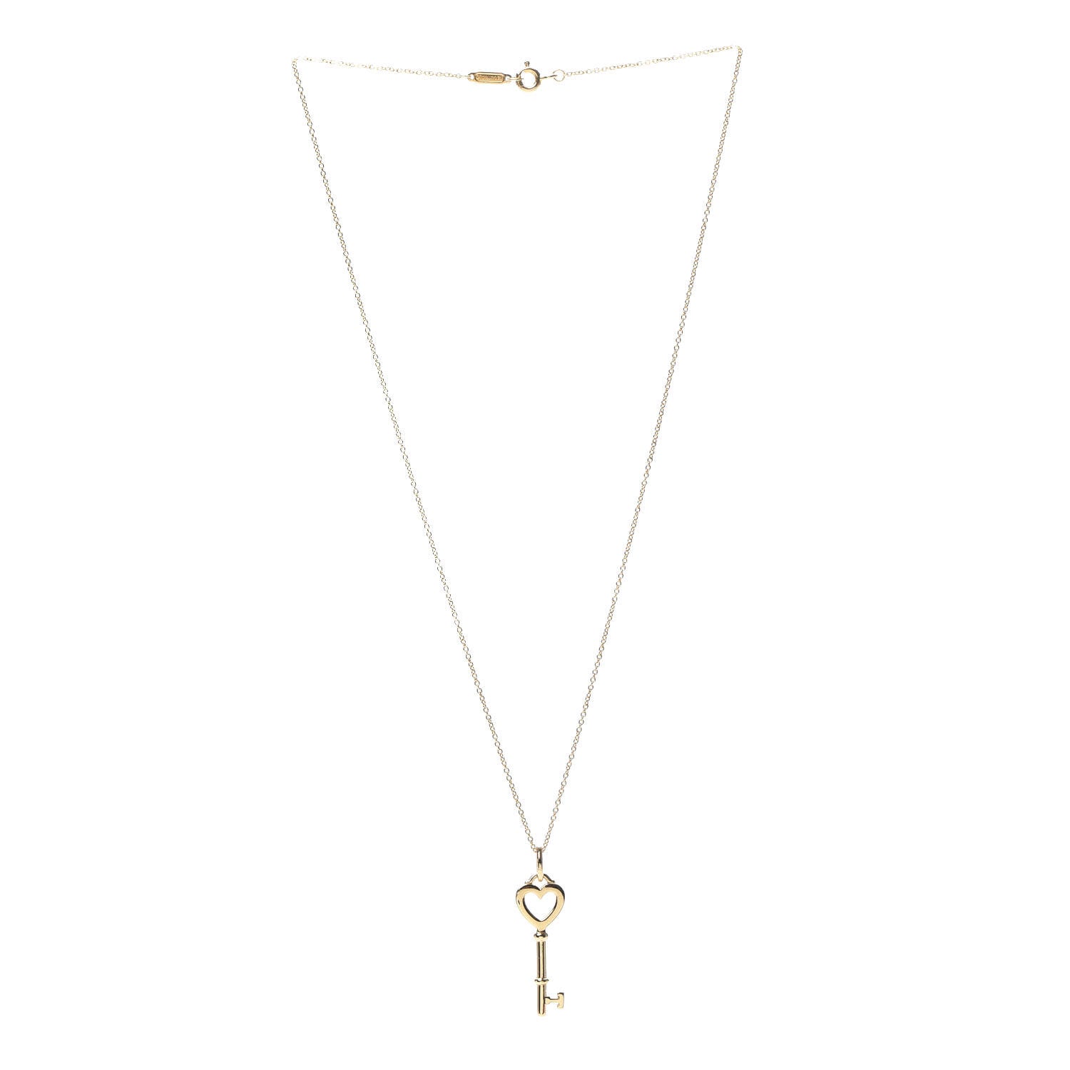 Tiffany 18K Yellow Gold Mini Heart Key Pendant Necklace 3 of 6