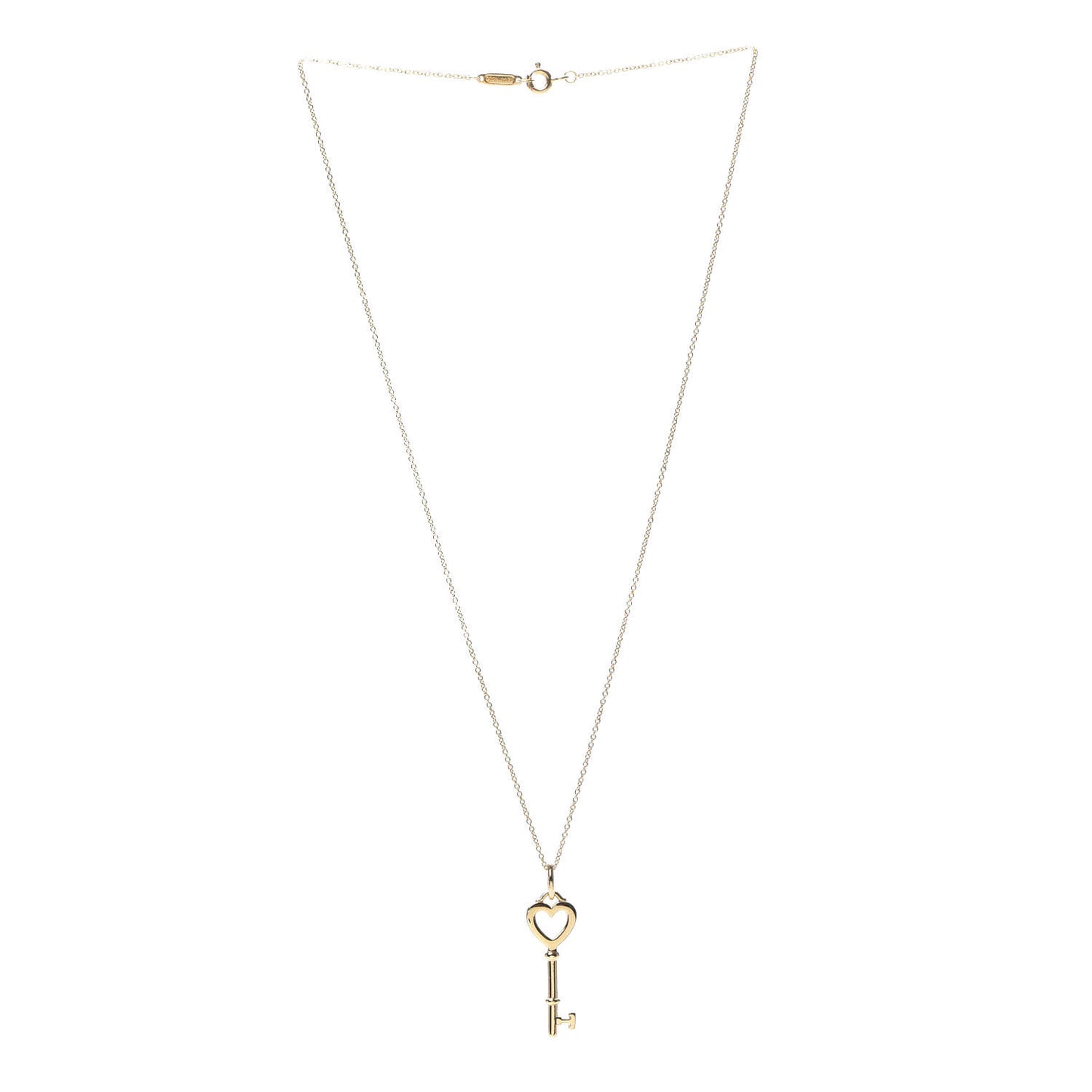 18K Yellow Gold Mini Heart Key Pendant Necklace