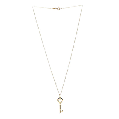 Tiffany 18K Yellow Gold Mini Heart Key Pendant Necklace 3 of 6