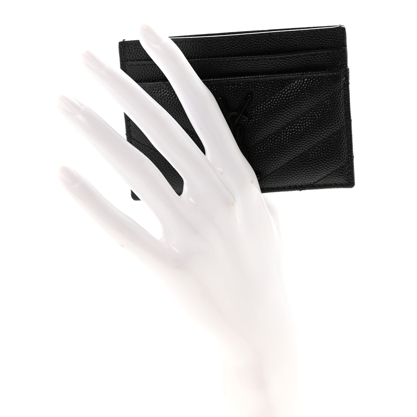 Grain De Poudre Matelasse Chevron Monochrome Credit Card Case Black