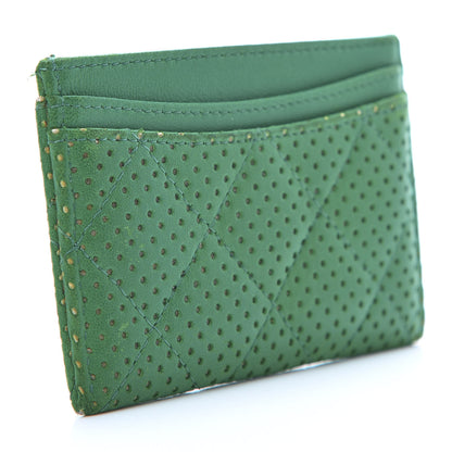 Chanel Perforated Lambskin Quilted Card Holder Green 3 of 12