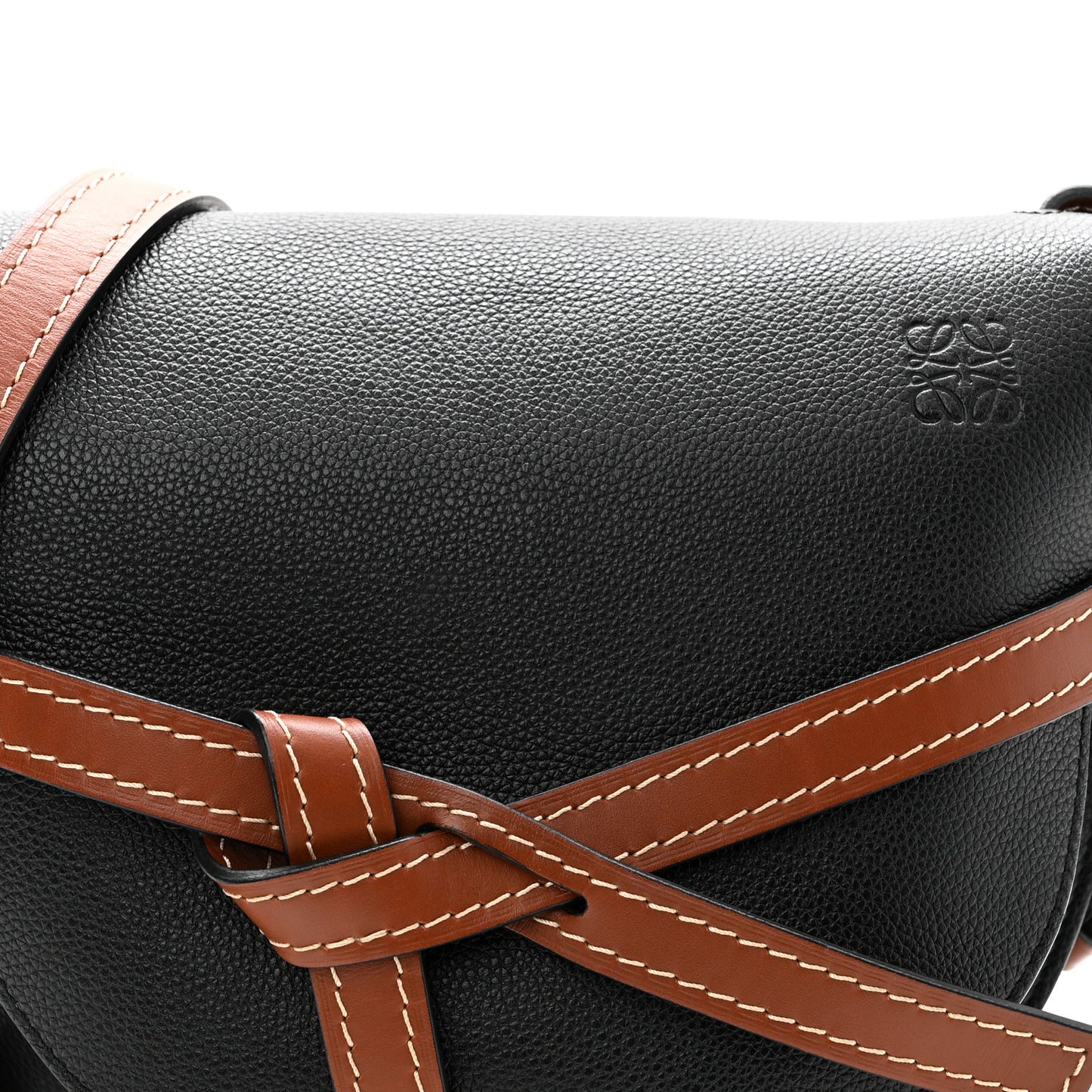 Grained Calfskin Small Gate Crossbody Bag Pecan Black