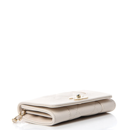 Chanel Caviar Quilted Vintage Mademoiselle Card Holder On Chain White 4 of 11