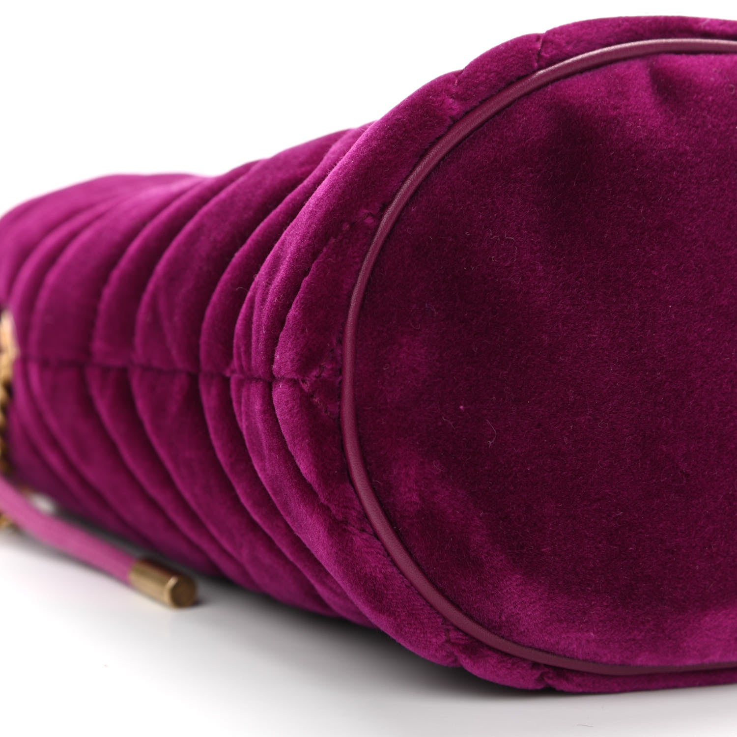 Gucci Velvet Matelasse Mini GG Marmont 2.0 Bucket Bag Fuchsia Violet Cyclamen 9 of 11