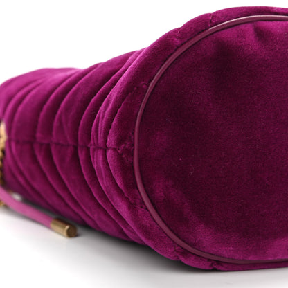 Gucci Velvet Matelasse Mini GG Marmont 2.0 Bucket Bag Fuchsia Violet Cyclamen 9 of 11