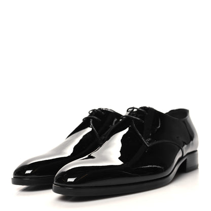 Saint Laurent Patent Baltimora Lace Up Derby Shoes 38.5 Black 3 of 8