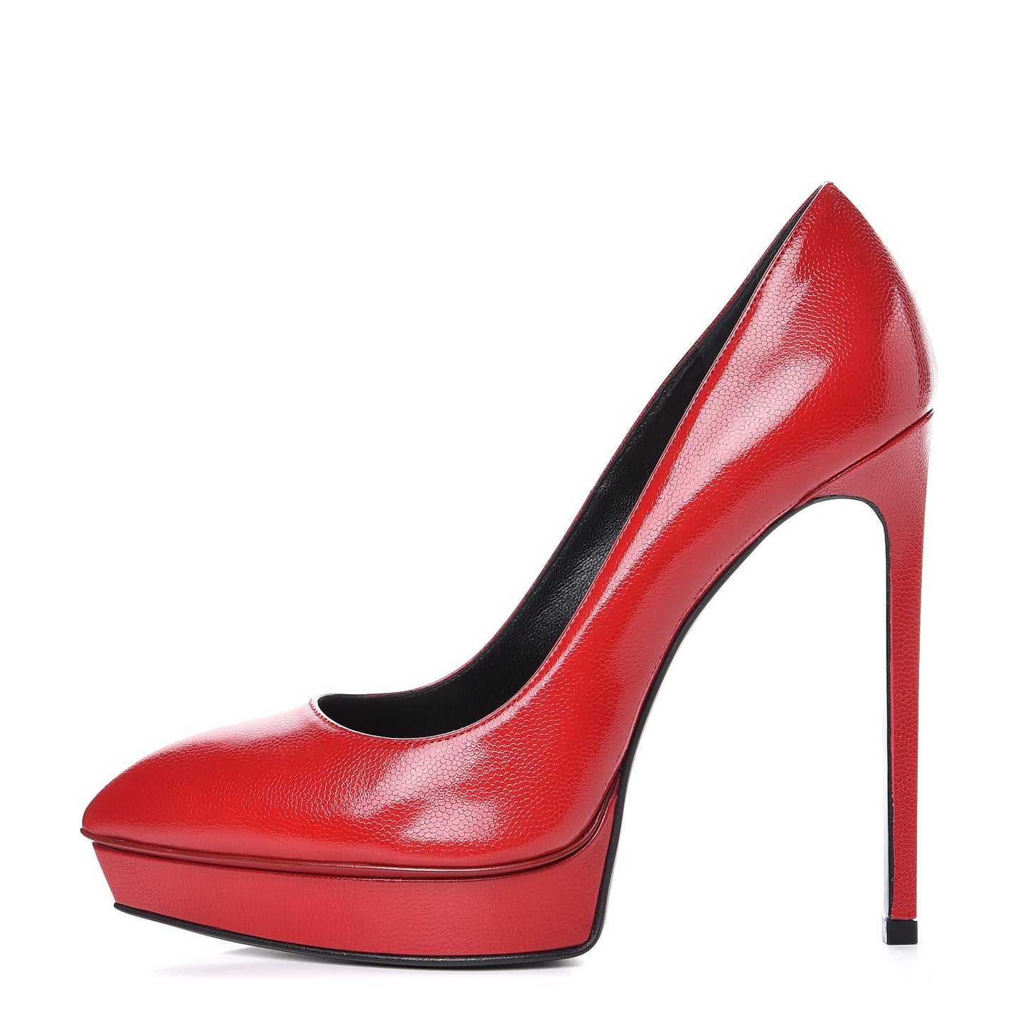 Pebbled Patent Calfskin Janis 105 Platform Pumps 40 New Red
