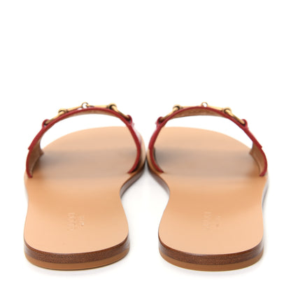 Gucci Malaga Kid Fringe Horsebit Slide Sandals 39 Hibiscus Red 6 of 10