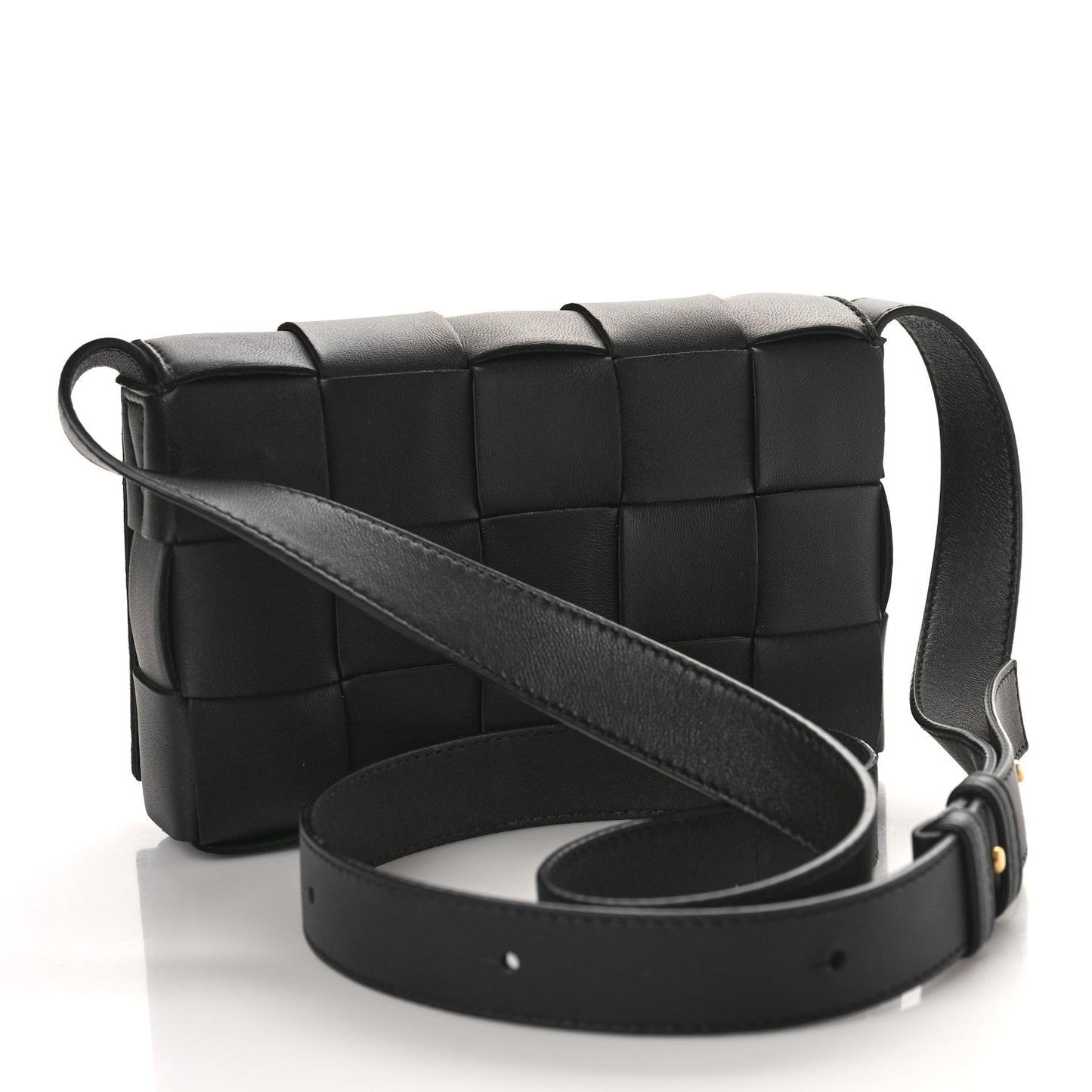Lambskin Maxi Intreccio Small Cassette Crossbody Bag Black