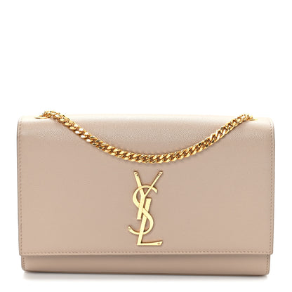 Saint Laurent Grain De Poudre Medium Monogram Kate Satchel Dark Beige 1 of 11