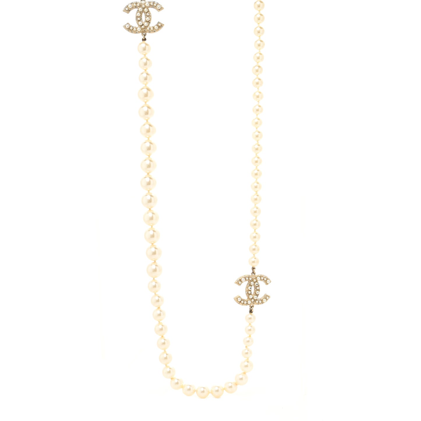 Pearl CC 100th Anniversary Necklace Light Gold