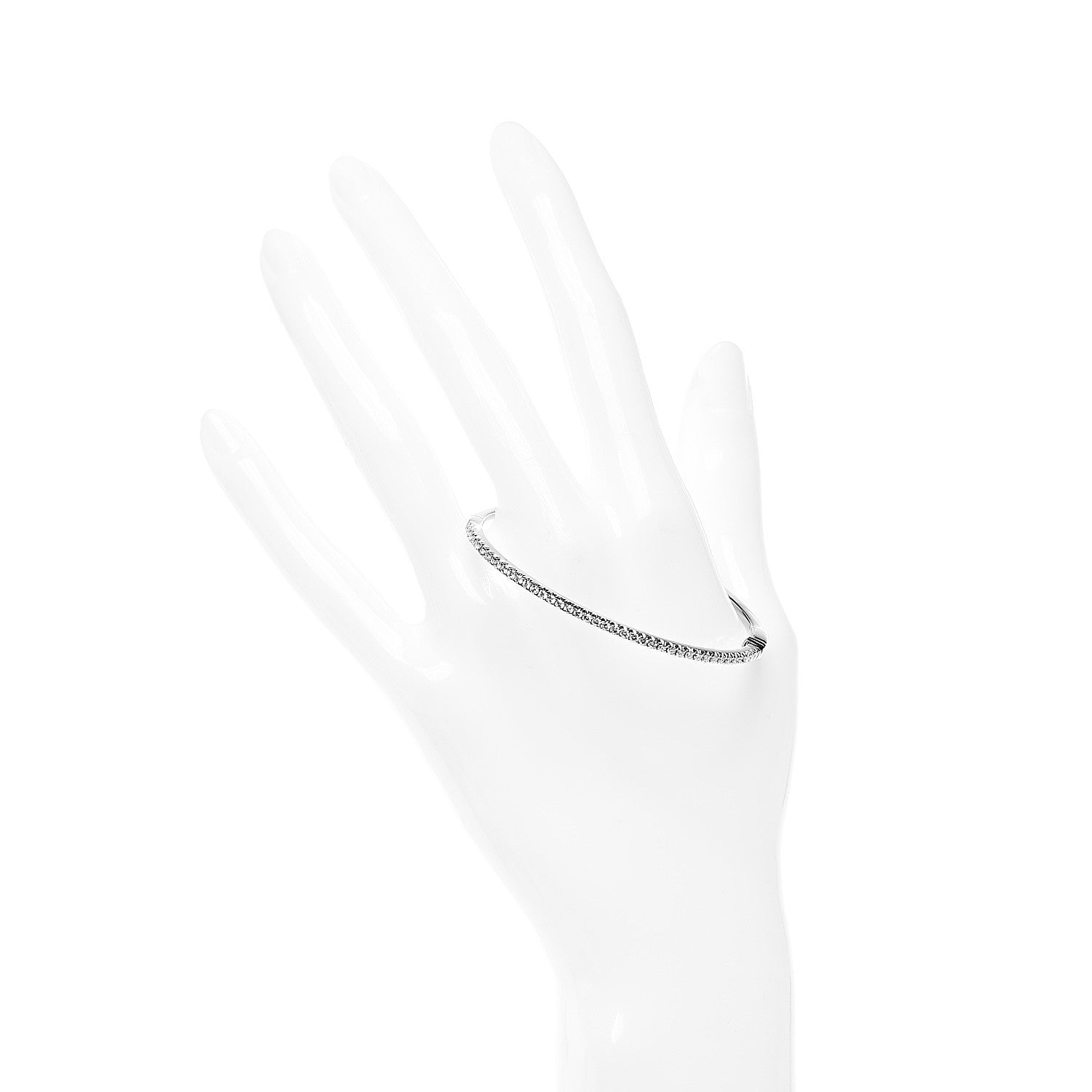 Tiffany 18K White Gold Diamond Metro Hinged Bangle S 2 of 5