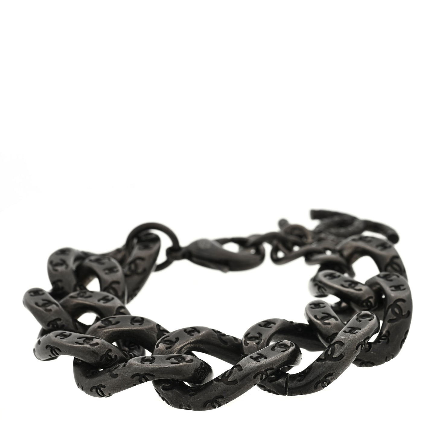 Metal Chain Link CC Bracelet Ruthenium