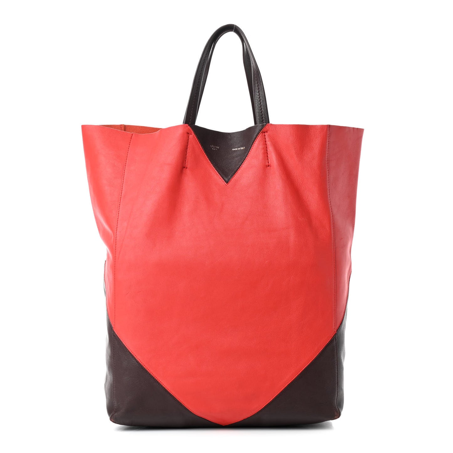 Lambskin Vertical Bi-Color Coeur Cabas Black Red