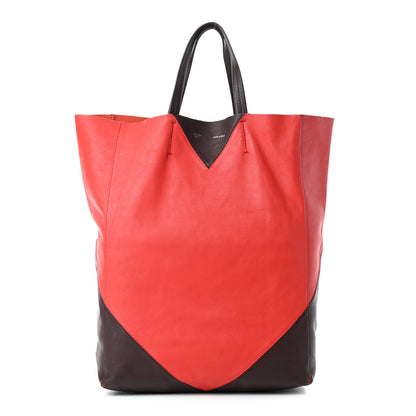 Celine Lambskin Vertical Bi-Color Coeur Cabas Black Red 1 of 14
