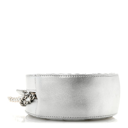 Chanel Metallic Calfskin Quilted Round Bracelet Clutch With Chain Silver 4 of 12
