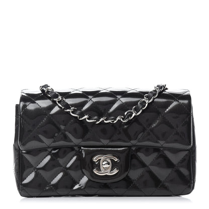 Chanel Striated Patent Quilted Mini Rectangular Flap Black 1 of 11