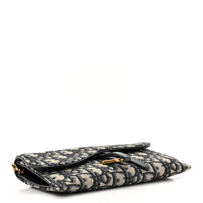Christian Dior Oblique Saddle Chain Long Wallet Blue 5 of 11