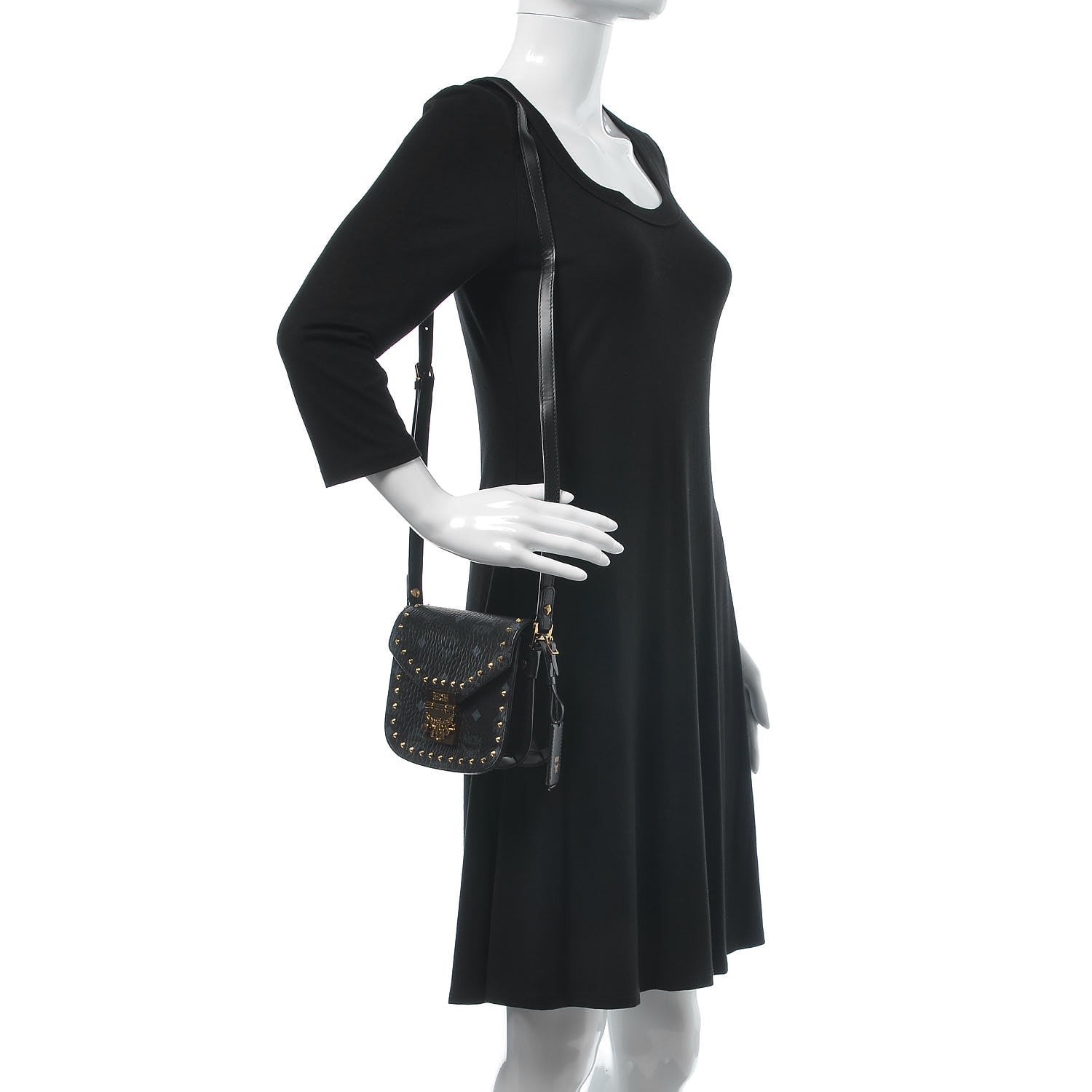 MCM Visetos Small Patricia Studded Crossbody Bag Black 2 of 9