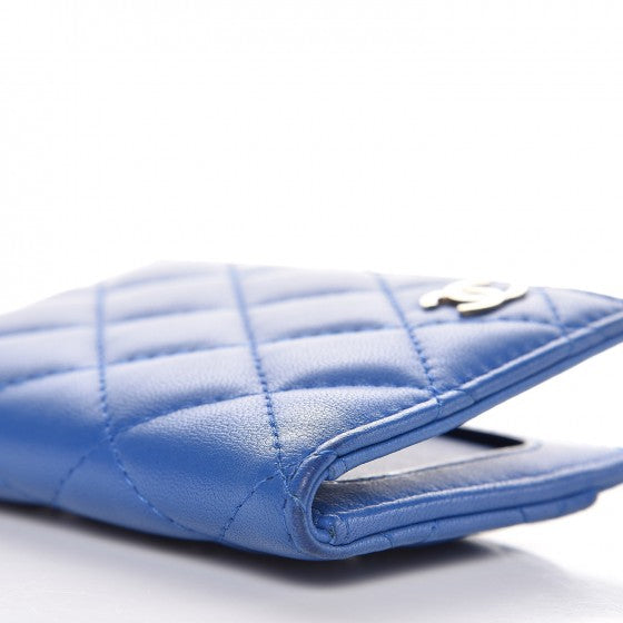 Chanel Lambskin Quilted Card Holder Wallet Blue 8 of 13