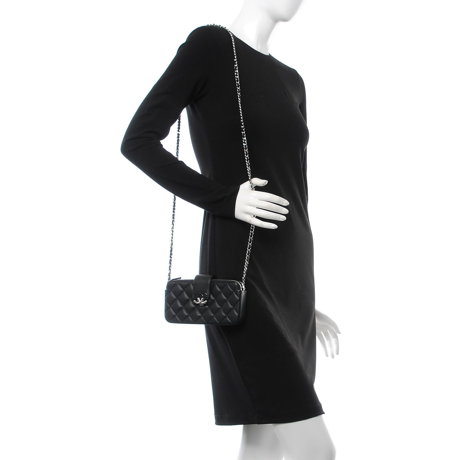 Chanel Lambskin Quilted CC Box Clutch With Chain Black 2 of 10