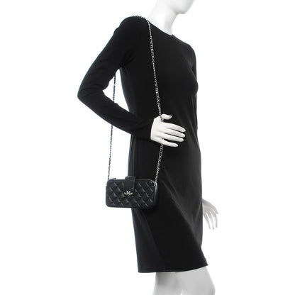 Chanel Lambskin Quilted CC Box Clutch With Chain Black 2 of 10