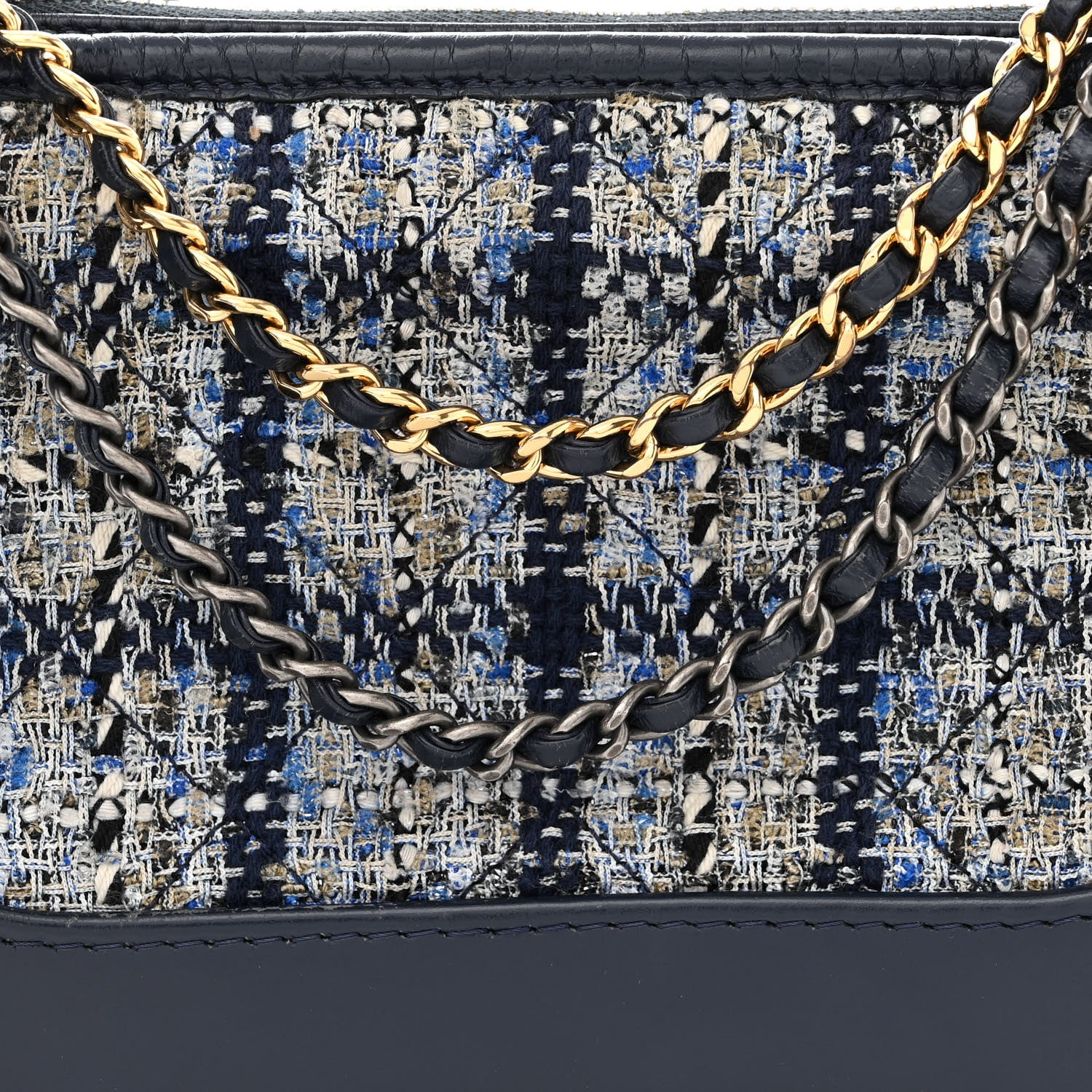 Chanel Tweed Calfskin Small Gabrielle Hobo Blue 8 of 10