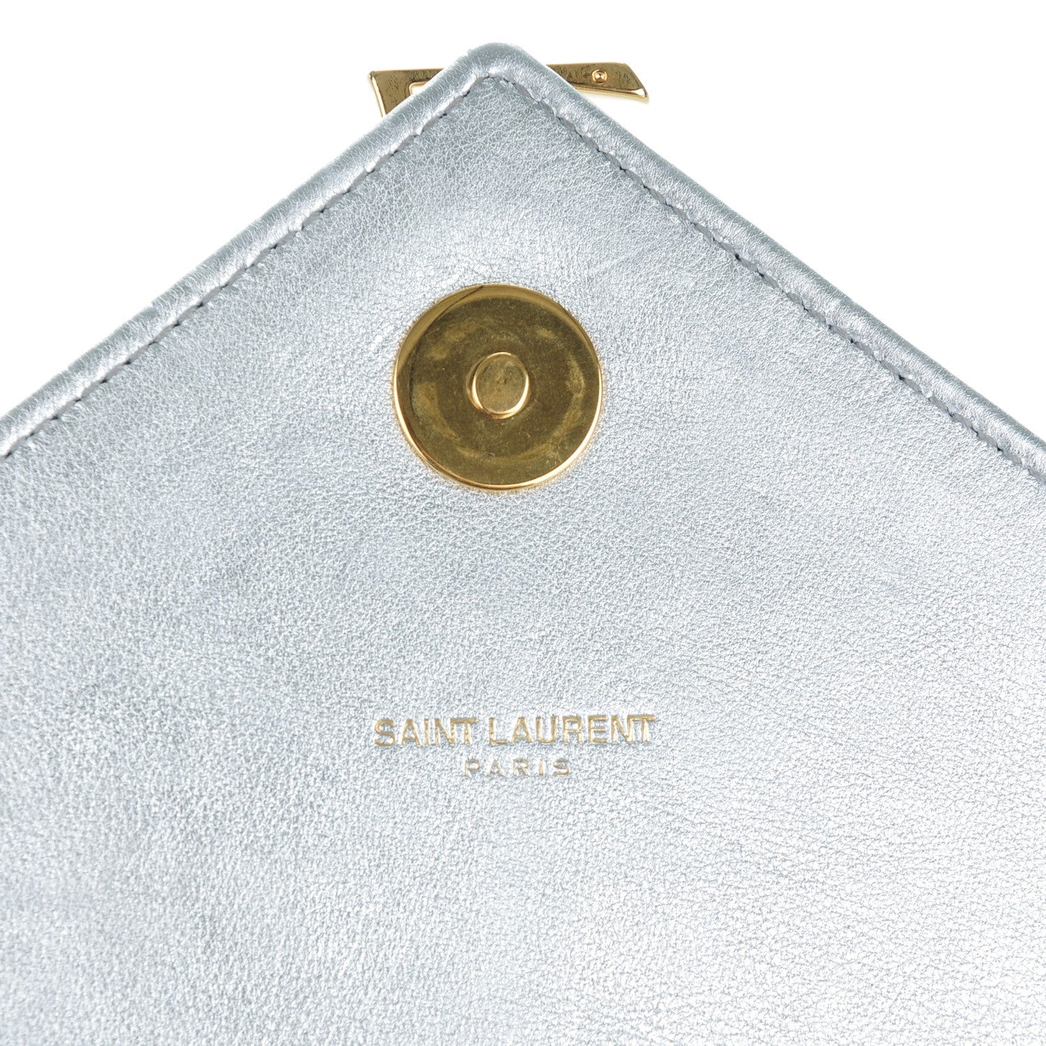 Saint Laurent Metallic Sheepskin Matelasse Chevron Medium Monogram Satchel Silver 6 of 7