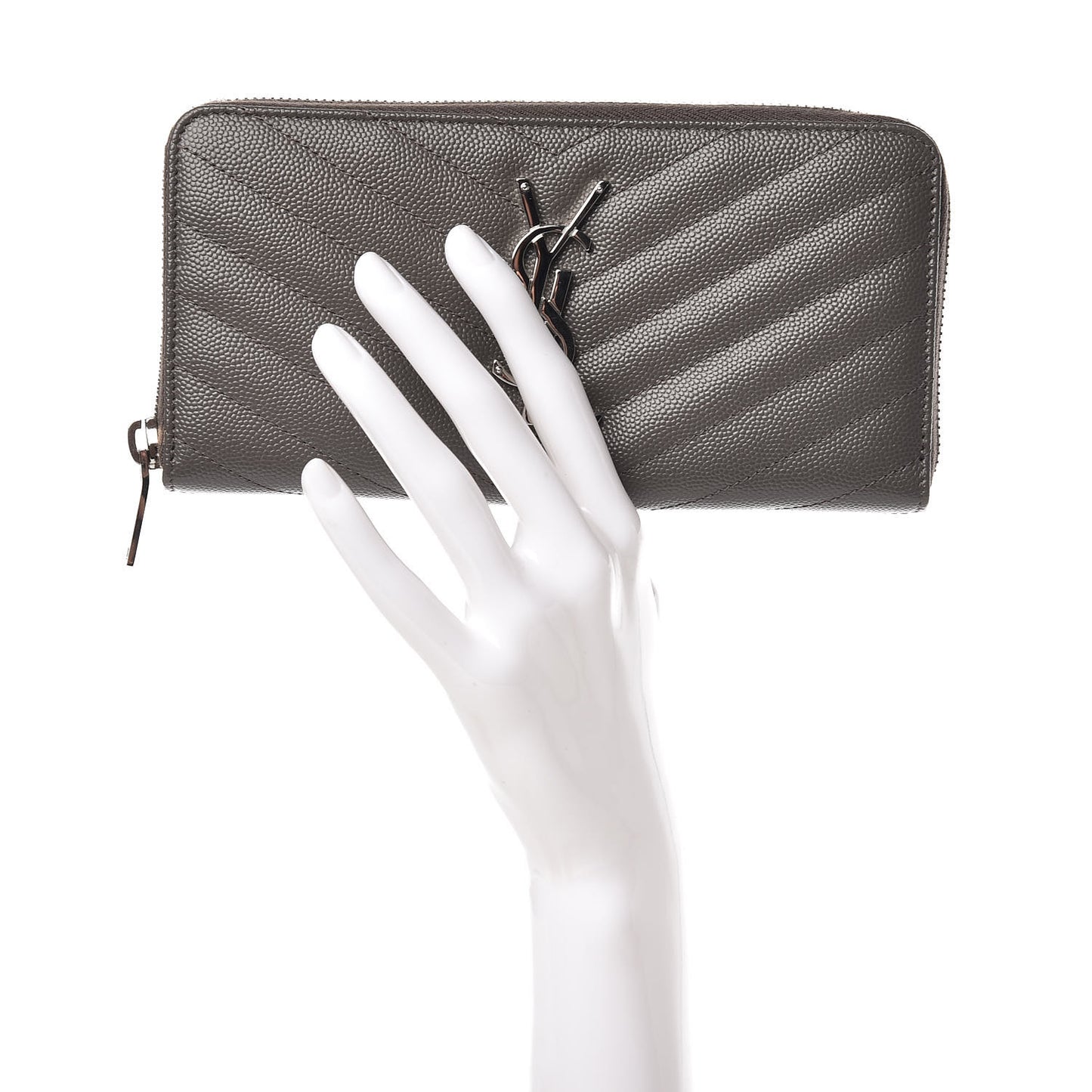 Grain De Poudre Matelasse Chevron Monogram Zip Around Wallet Earth