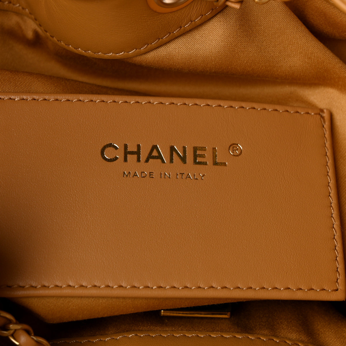 Suede Quilted Small Chanel 25 Handbag Beige