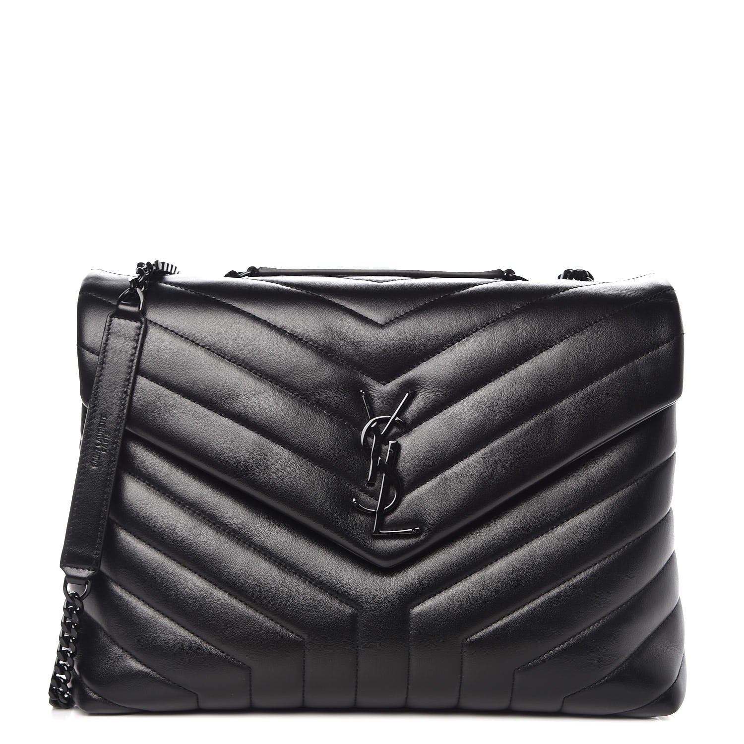 Saint Laurent Calfskin Y Quilted Monogram Medium Loulou Chain Satchel Black 1 of 10