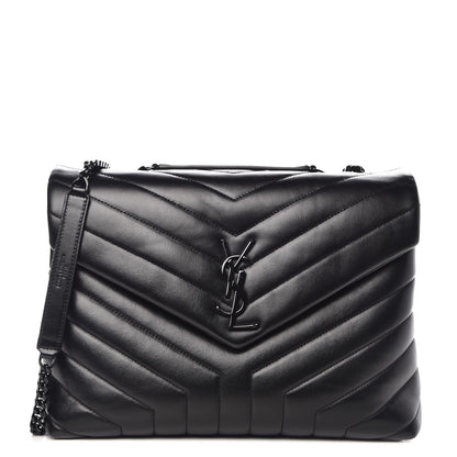 Saint Laurent Calfskin Y Quilted Monogram Medium Loulou Chain Satchel Black 1 of 10