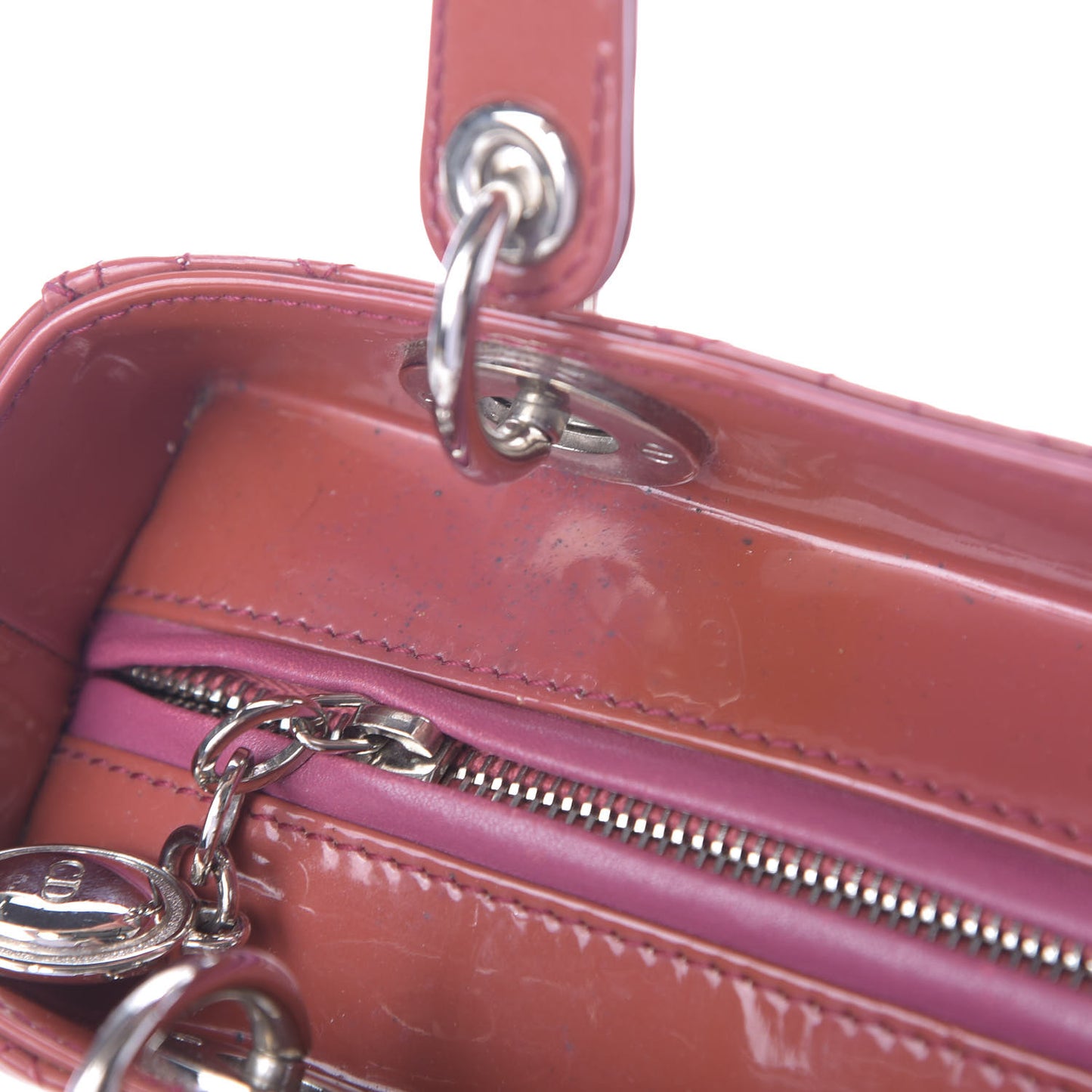 Patent Cannage Medium Lady Dior Pink