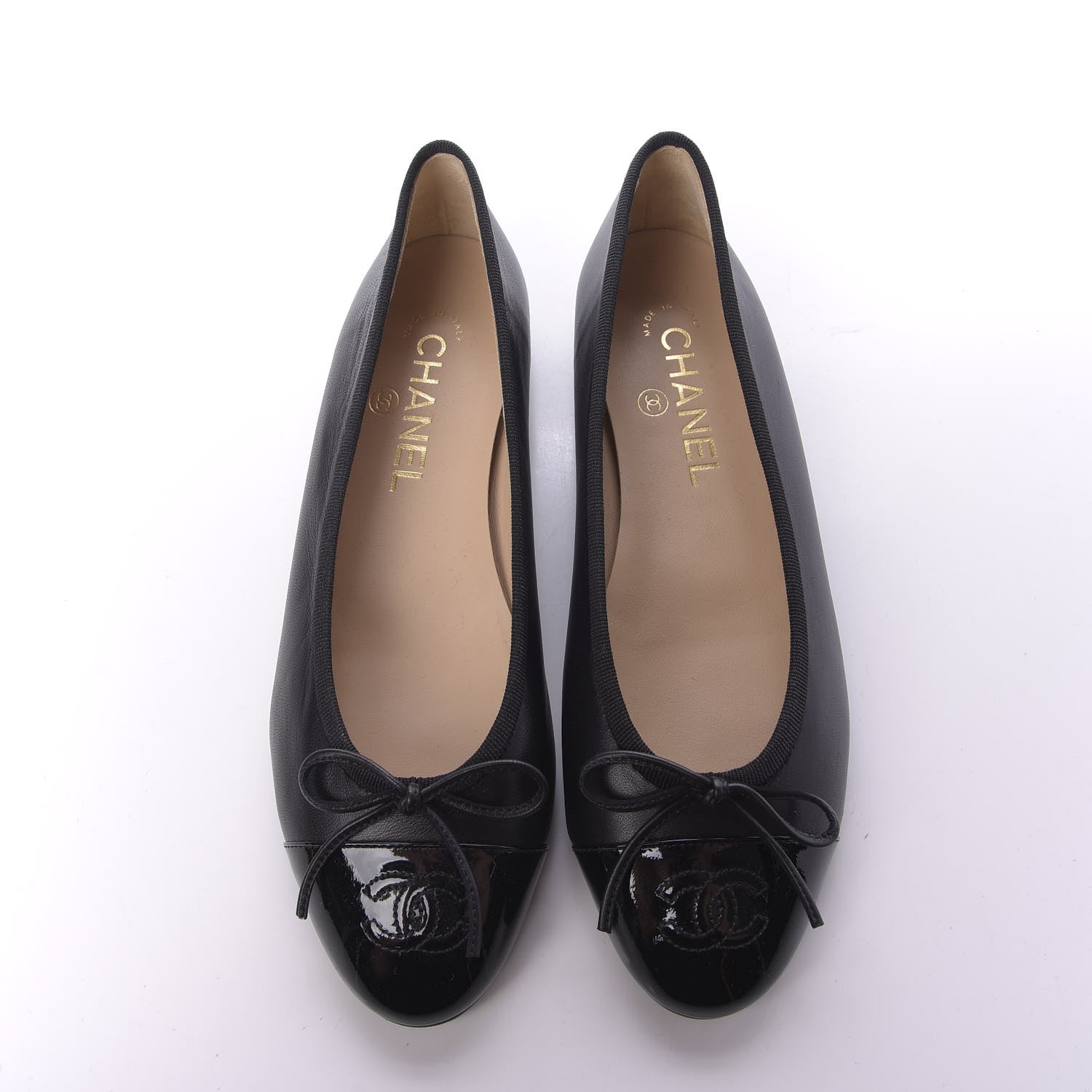 Chanel Lambskin Cap Toe Ballerina Flats 37.5 Black 5 of 11
