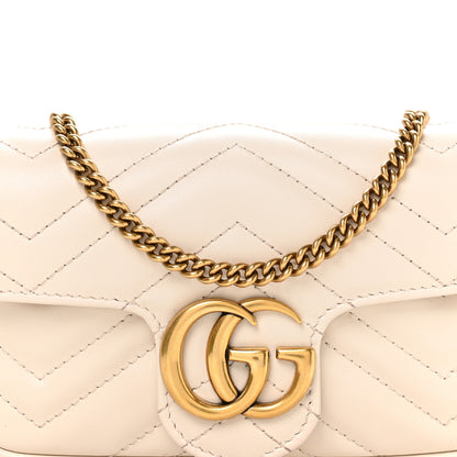Gucci Calfskin Matelasse Super Mini GG Marmont Shoulder Bag White 8 of 11