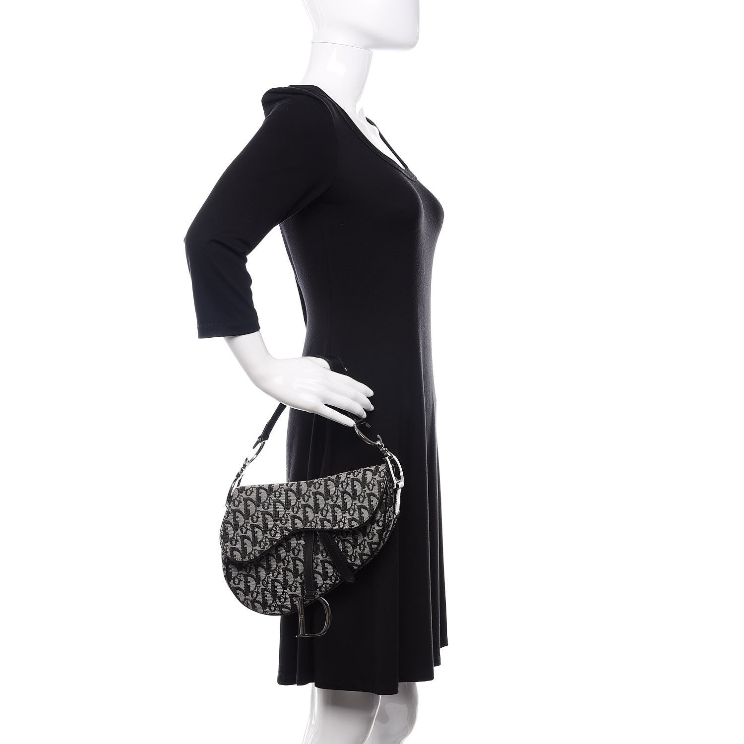 Christian Dior Monogram Saddle Bag Black 2 of 8