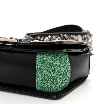 Chanel Lambskin Studded Galuchat Stingray Small Boy Crossbody Flap Black 10 of 10