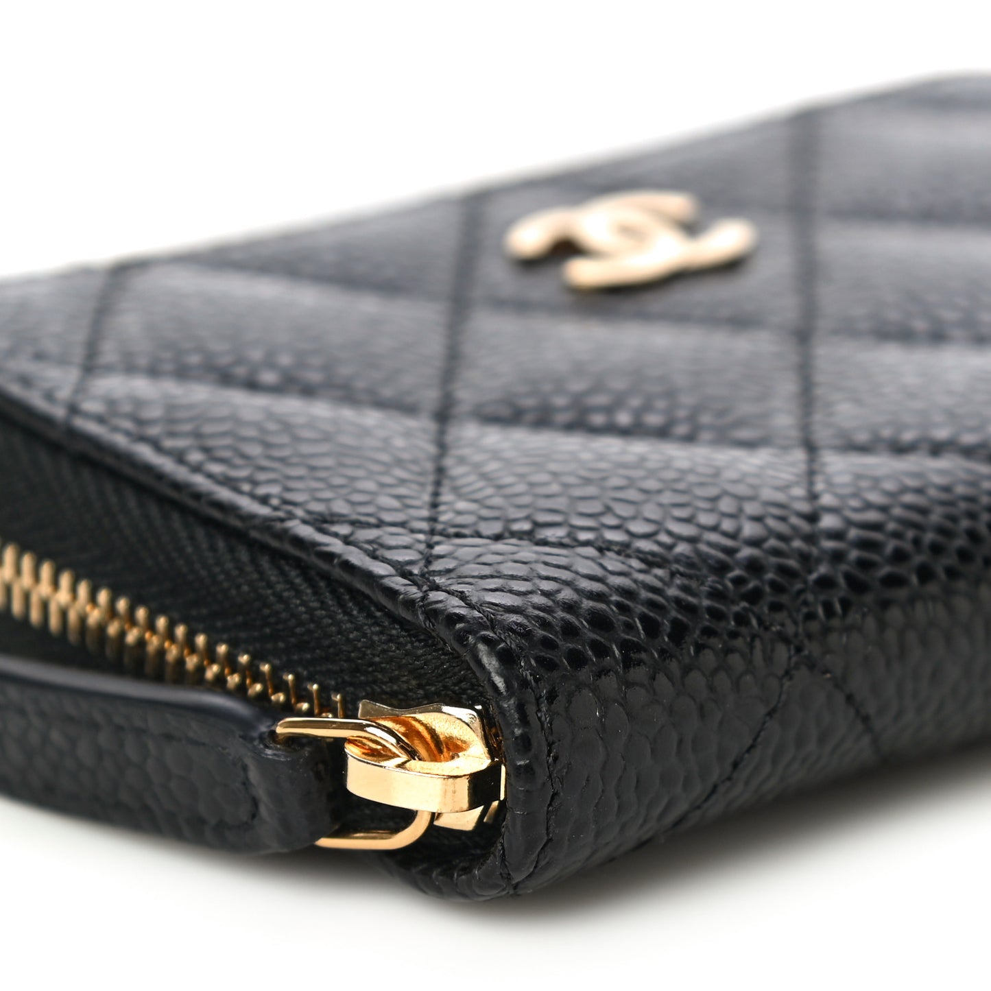 Caviar Quilted Zip Coin Purse Black